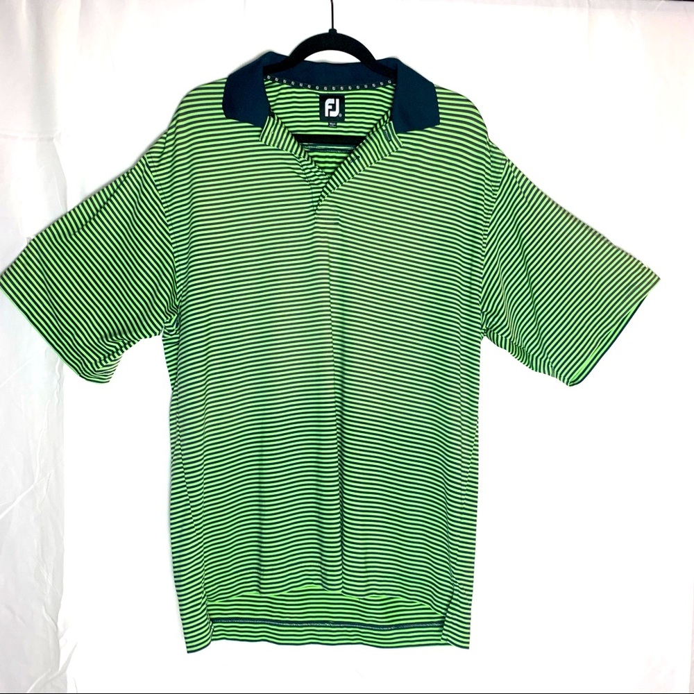 FootJoy FJ Striped Golf Shirt Polo Medium Green